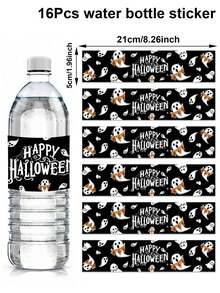 16 buah Stiker Botol Minum Halloween, Motif Hantu Kelelawar, Cocok untuk Dekorasi Halloween, Dekorasi Trick or Treat untuk Halloween, Dekorasi Rumah, Dekorasi Meja Dapur, Hadiah Halloween, Dekorasi Musim Gugur - Halloween - View 12