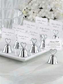 8pcs Elegant Silver Bell Business Card Holders, Premium Silver Finish Design, Suitable For Restaurant Menus, Weddings, Party Decor, Receptions And More - Multicolor - View 9