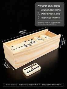 BANAIRE Vintage Natural Wooden Rectangular Dominoes Storage Box, 28-Piece Double Six Dominoes Set, Smooth Resin Material, Educational Strategy Tabletop Game, Suitable For Family Gatherings, Christmas And Birthday Gifts - Multicolor - View 11