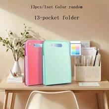 13-Pocket Accordion-Style Folder – A4 Document Organizer, Suitable For Schools, Offices, And Universities | Multi-Pocket Expanding File Organizer For Storing Test Papers, Exam Sheets, Receipts, And Bills – Random Color,School,Back To School,Gifts. - Multicolor - View 10