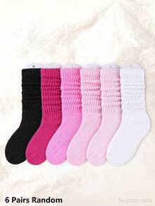 6 Pairs Women's Slouch Socks/Loose Socks, Boot Socks, Affordable Y2K Style Cute Sporty Accessory Gift, Unisex, Women's Socks, Gift (Optional 1/3/6 Pairs), Pink - Set a - View 10