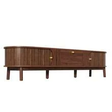 Modern Solid Wood TV Stand With Drawers, Classic Rounded Corners, Sturdy Wooden Legs, TV Cabinet With Storage For The Living Room. - 棕色 - 查看 8