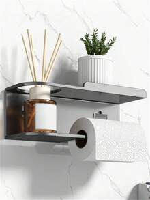 1pc Wall-Mounted Toilet Paper Holder, Can Be Used As Bathroom Fragrance Storage Rack, Multi-Functional Storage Rack, Paper Roll Holder, Suitable For Kitchen And Bathroom, Bathroom Accessories - Multicolor - View 3