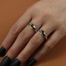 2pcs European & American Cute Forest Style Rabbit Open Ring Alloy Set Women's Rings - Multicolor - View 2