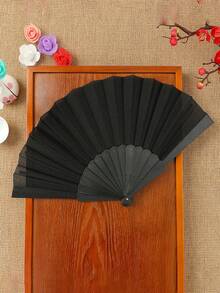 1件純色裝飾扇，多功能塑膠摺扇，女士舞扇，夏季涼扇，適合作為婚禮禮物、桌面裝飾、舞扇及旅行涼扇 - A - 查看 2