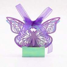 25 Stück Schmetterling Lasergeschnittene Geschenkboxen DIY Hochzeit Geburtstag Geschenk Süßigkeitenboxen mit Schleife, süße Schokoladenverpackungsboxen, geeignet für Hochzeit, Braut Geburtstagsparty Gastgeschenke, Dekorationen, Schulanfang, Valentinstag - Mehrere Stile - Übersicht 18