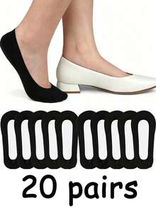 2/4/5/6/10/20 Pairs Women's Ultra Low Cut Invisible Socks, Non-Slip Nylon Foot Socks, Suitable For Flats, Loafers, High Heels, Daily Wear - Multicolor - View 19