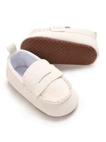 Sepatu Bayi Putih untuk Pra-Berjalan, Lapisan Dalam yang Bernapas dan Menutupi Seluruh Bagian, Sol Lembut Anti Selip, Sepatu Belajar Berjalan untuk Bayi Baru Lahir di Dalam Ruangan dengan Penurun Tumit Anti Selip - Putih - View 2