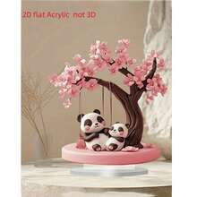 1pc 2D Flat Pink Panda And Cherry Blossom Tree Desktop Decor, Suitable For Decorating Restaurant, Kitchen, Living Room, Office, Cafe, Holiday, Party, Etc., Perfect As A Direct Gift For Mother's Day And Friends - Multicolor - View 1