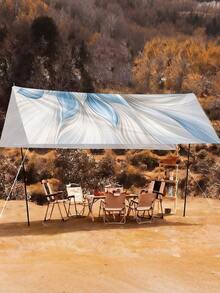 1pc Plant Leaf Print Design Sun Shade Canopy, Outdoor Sunshade Cloth And Tarp, 2D Flat Printed Tent, Washable, Suitable For Garden, Camping, Beach, Patio, Poolside And More, Poles Not Included - Multicolor - View 3