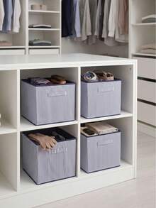 Gray Striped Lid Organizer And Storage Box 30x30x30 - Navy Blue - View 9