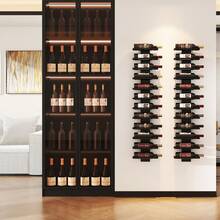 IBUYKE Wandmontiertes Weinregal für 12 Flaschen, Weinregal aus Holz, zur Präsentation und Aufbewahrung, abnehmbarer Präsentations-Organizer für Wohnzimmer, Küche, Bar, Weinkeller, Schwarz TMJ913B SF9V - Übersicht 3