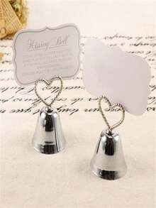 8pcs Elegant Silver Bell Business Card Holders, Premium Silver Finish Design, Suitable For Restaurant Menus, Weddings, Party Decor, Receptions And More - Multicolor - View 4