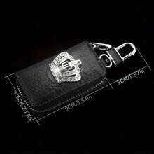 1pc Luxury Crown Faux Leather Keychain Box, Secure Zipper Car Key Holder, Durable Compact Design Suitable For Men And Women - Premium Car Accessory - A - View 7
