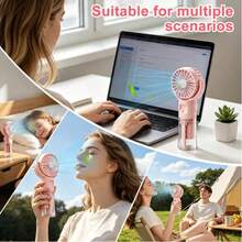 Minimalist Handheld Mist Fan - USB Rechargeable Small Fan, 4-Speed Wind + Mist Function, Suitable For Camping, Office, Business Travel, Outdoor, Makeup, Commuting Scenarios, Summer Fan, 3-In-1 Handheld, Neck-Hanging, Desktop Functions, Fans, Holiday Essentials - Multicolor - View 9