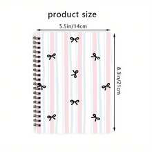 5pcs A5 Bow Theme Spiral Bound Notebooks, Suitable For Daily Office Use, With Easy-Tear Bow Cover, Applicable For Any Holiday, Women's Stationery, Back To School, School Supplies - 5PCS - View 3