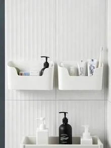 2pcs/Set No-Drill Wall-Mounted Storage Rack, Multi-Functional Cosmetic And Miscellaneous Items Organizer, Suitable For Back To School Season - Multicolor - View 1