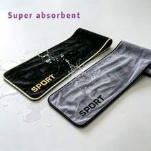 1PC Black & Gold Fitness Towel, SPORT Embroidered Sports Towel, Super Absorbent Club Towel, Portable Soft Training Towel, Suitable For Fitness, Running, Yoga, Swimming, Outdoor Sports, Gym, Multi-Purpose Training, Travel, Beach, Camping, Unisex Towel - Multicolor - View 4