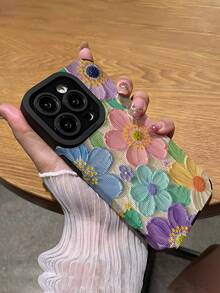 1件花卉圖案柔軟手機殼，兼容 Apple 及多款機型 - 彩色 - 查看 5