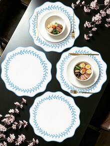 4/120入紅色波浪邊刺繡布製餐墊，隔熱防滑桌墊，防水防油裝飾墊，耐用可水洗餐盤墊，無異味，適用餐廳、咖啡廳、民宿，適合節慶、派對、聚會、生日、婚禮、晚餐派對 - 彩色 - 查看 20