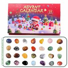 24-Day Christmas Countdown Advent Calendar With 24 Natural Raw Crystal Gemstones, Rock Mineral Specimen Assortment, DIY Collectible Educational Scienc - Christmas Countdown Box - View 4
