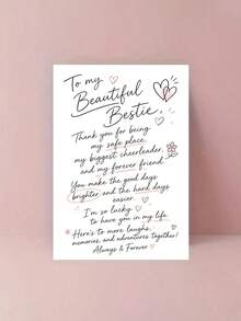 1pc Greeting Card And 1pc Envelope, Card For Best Friend, Expressing Gratitude For Best Friend, Birthday Or Thanksgiving Gift, Flat Note Card, Commemorative Card For Female Friends - Multicolor - View 6