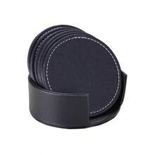 6pcs Round Leather Coasters, 4 Inch Round Coasters, Suitable For Home And Kitchen Use. - Multicolor - View 7