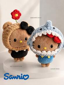 SANRIO 1個毛絨鑰匙圈 棕色調角色娃娃吊飾 雪人、熊、番茄或鯊魚造型 4款可選 可愛聚酯纖維包包掛飾 適用於背包、手提包、汽車裝飾，生日禮物與收藏 - 彩色 - 查看 9