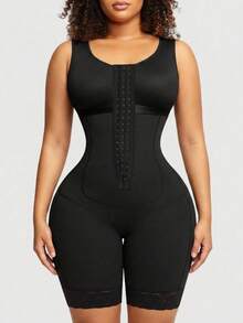 1 Pc Women Plus Size Colombian Body Shaper , Tummy Control Shapewear, Butt Lifter Bodysuit, Slimming Jumpsuit ,Corset Top,For Various Occasions ﻿ - Black - View 2