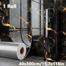 Brodark 1 Roll 40*300/1000cm Self-Adhesive Glossy Luxury Gold Marble Tile Wall Sticker, Peelable Foam Marble Wall Sticker - Waterproof, Moisture-Proof, Easy-Tear Wall Sticker, Suitable For Home Renovation, Kitchen, Bathroom, Background Wall, Office, Store Decoration, Etc., Residue-Free Removal, Seamless Edge Precision Splicing, Bathroom Waterproof Wall Sticker, Easy Installation, Home Decor Material - 40x300cm / 15.7x118in - View 14