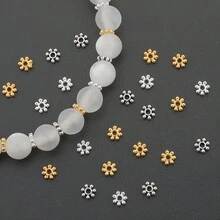 100pcs 4mm Fashion Alloy Small Flower Beads Flat Spacer Beads DIY Necklace Jewelry Making Craft Kit - 4mm Snowflake - View 2