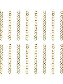 50pcs Alloy Extension Chain Tails, No Clasp, Bracelet Extension Chain, Suitable For DIY Necklace Jewelry Making, 5cm Length - Yellow Gold - View 1