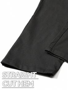 1 buah Celana Kargo Pria Musim Semi/Gugur dengan Banyak Saku, Celana Panjang Gaya Jalanan dengan Kaki Lebar, Pinggang Elastis dengan Tali Serut, Label Samping, Warna Hitam Sporty - Hitam - View 7