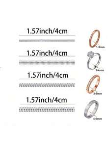4pcs/4 Sizes Ring Size Adjuster, Jewelry Size Gauge For Loose Rings, Spiral Silicone Ring Sizer Spacer Inserts, Ring Guard Adapters Set - Clear - View 3