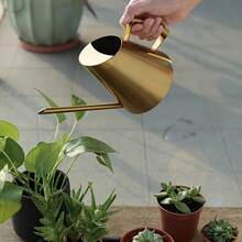 Stainless Steel Watering Can 30.43oz Long Spout Side Handle Indoor Outdoor Garden Plant Waterer Return To School Supplies For Gardening - Golden - View 1
