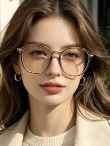 2pcs Women's Asymmetrical Square Non-Prescription Glasses Accessories, Suitable For Daily Office, Study, Reading, Party, Vacation, Photography And Other Occasions - Multicolor - View 2