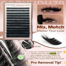 C/D Curl 204pcs Manga Style Spiky Lightweight Cluster False Eyelashes, Fluffy Anime Style Reusable Faux Mink Fairy Single Cluster Eyelash Extensions - 黑色 - 查看 7