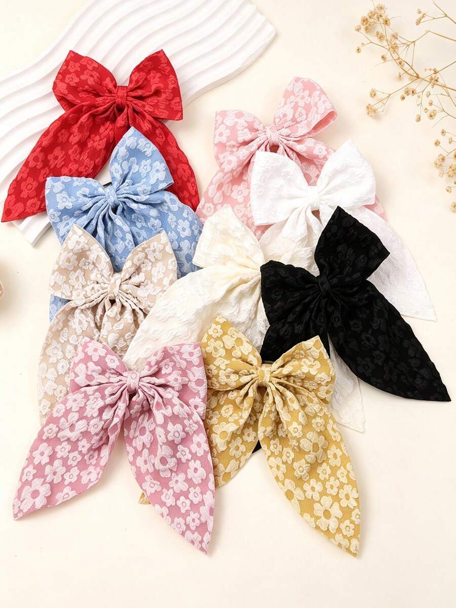 4-Piece/Set Flower Bow Hair Clip, Gentle And Sweet Hair Accessory (Color Random) - Multicolor - View 1