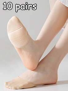 2/4/6/8/10/20 Pairs Summer Thin Half-Toe Socks Women's Non-Slip Invisible Low-Cut Casual Socks - Multicolor - View 22