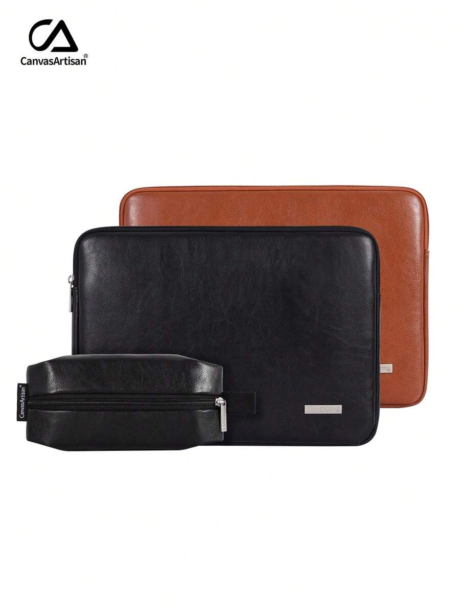 canvas artisan Universal Sim Laptop Sleeve Portable PU Laptop Bag Shockproof Notebook Bag Compatible With Macbook HP