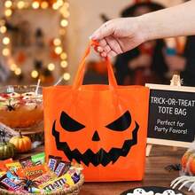 5pcs Halloween Gift Bags, Halloween Pumpkin Face Tote Bags, Halloween Party Decoration Gift Bags, Halloween Candy Bags, Halloween Decorations, Halloween Party Supplies, Halloween Store Shopping Bags, Durable Plastic Bags, Halloween Storage - Multicolor - View 5