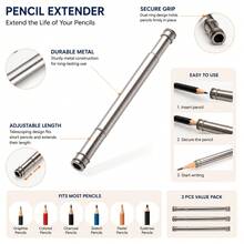 3pcs Metal Pencil Extender, Double-Ended Stainless Steel Extender, Pencil Extension Rod, Telescopic Sketching & Colored Pencil Extender - Sets - View 5
