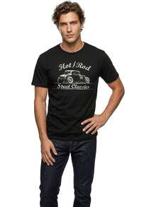 Eu Large,Halloween,26zeh Mannequin Homme,Rockabilly Men's T-Shirt Hot Rod Black - 黑色 - 查看 4