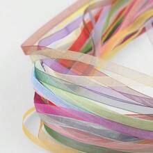 30 buah Pita Organza Lebar 6mm - Pita Chiffon Transparan, Untuk Kemasan, Buket Pernikahan dan Karangan Bunga Pesta, Bahan Kain Renda - Beraneka warna - View 6
