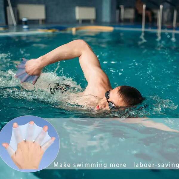1pc Summer Silicone Swimming Hand Paddles, Suitable For Summer Silicone Swimming Hand Paddles, Outdoor Pool Summer Water Play, Swimming Practice, Swimming Training Class Teaching Aid, Home Pool, Resort Hotel Pool Use