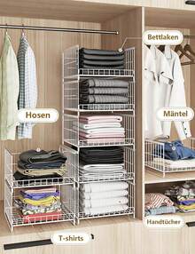3-teiliger stapelbarer Kleiderschrank-Organizer, Schubladen-Organizer, Schubladen-Organisationssystem, faltbarer Schrank für Zuhause und Küche, Weiß MZWS - Schwarz - Übersicht 11