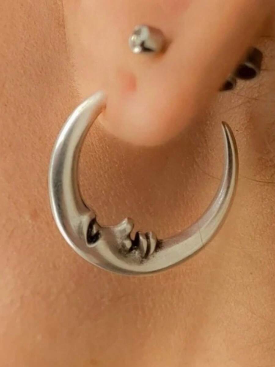 Fashion Crescent Element Earrings, Minimalist Versatile, Women's Preferred Gift Accessory - Silver - View 1