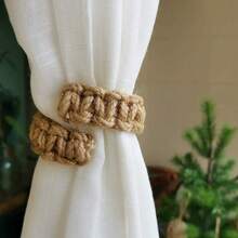 2Pcs Woven Curtain Tie Back Ropes, Decorative Window Curtain Clips, Fall Room Decor, Home Ornament For Bedroom & Living Room, Autumn Winter Indoor Decor For Party, Christmas & New Year Holiday - Multicolor - View 5