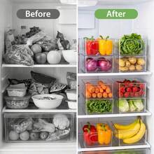 Stackable 6pcs 3 Size, Clear Bins With Handle, Non-Slip Base. Kitchen Storage Containers For Fruit And Vegetable, Fridge Organizer, Pantry Drawer - View 3