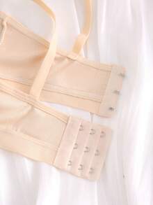 1件純色無縫女款內衣，無墊、無鋼圈、可調節肩帶 - 杏色 - 查看 8